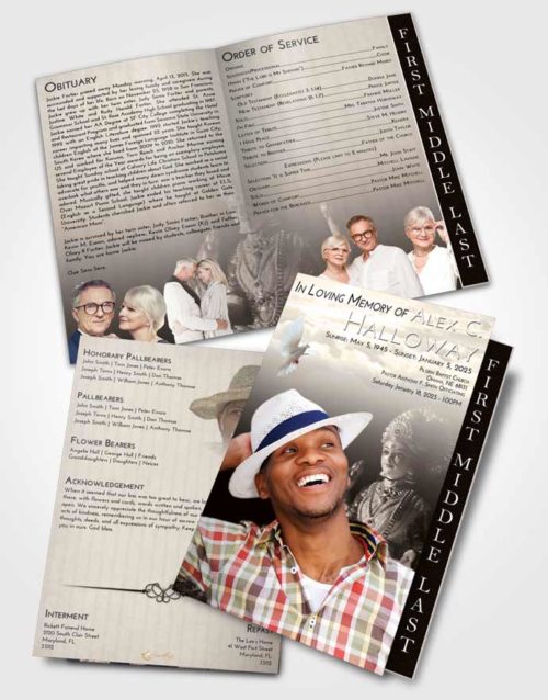 2 Page Graduated Step Fold Funeral Program Template Brochure Tranquil Lakshmi Surprise