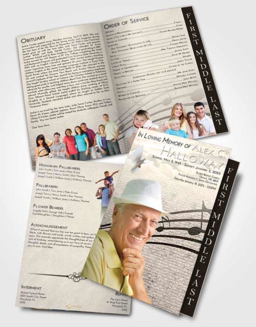 2 Page Graduated Step Fold Funeral Program Template Brochure Tranquil Portamento