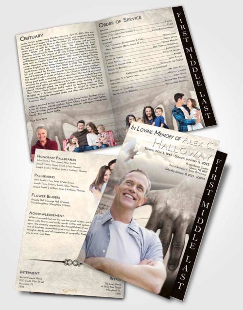 2 Page Graduated Step Fold Funeral Program Template Brochure Tranquil Rugby Surprise