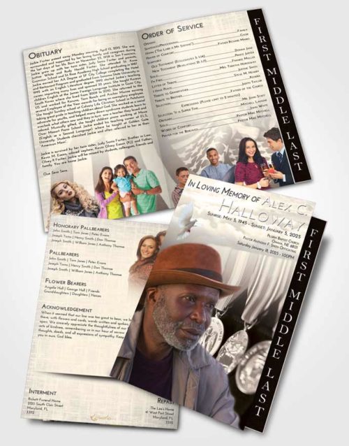 2 Page Graduated Step Fold Funeral Program Template Brochure Tranquil Service Reward