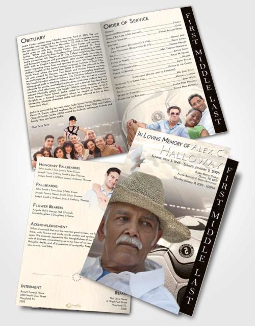 2 Page Graduated Step Fold Funeral Program Template Brochure Tranquil Soccer Life