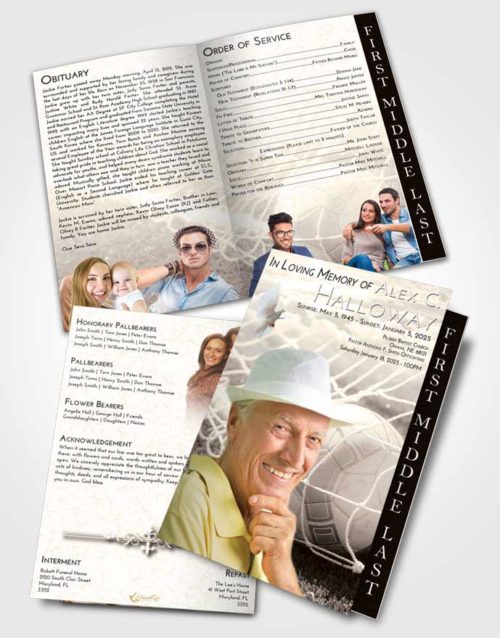 2 Page Graduated Step Fold Funeral Program Template Brochure Tranquil Soccer Pride