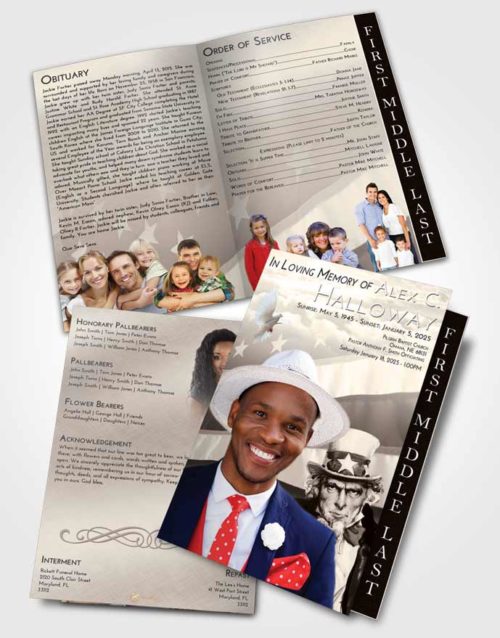 2 Page Graduated Step Fold Funeral Program Template Brochure Tranquil Uncle Sam