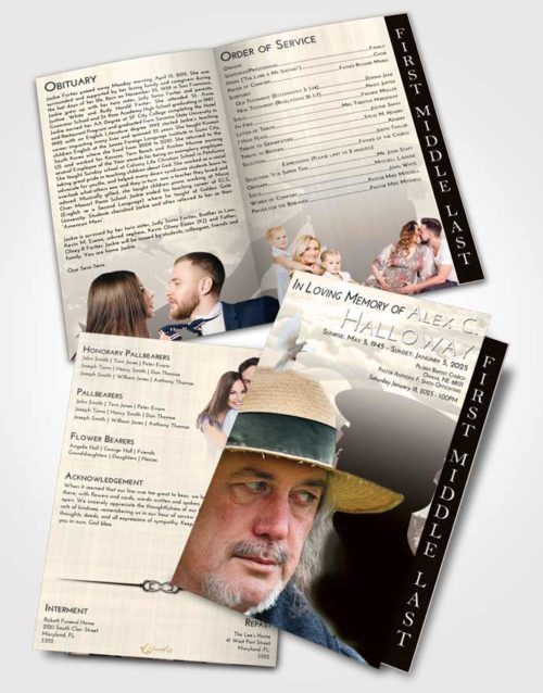 2 Page Graduated Step Fold Funeral Program Template Brochure Tranquil Veterans Sacrifice