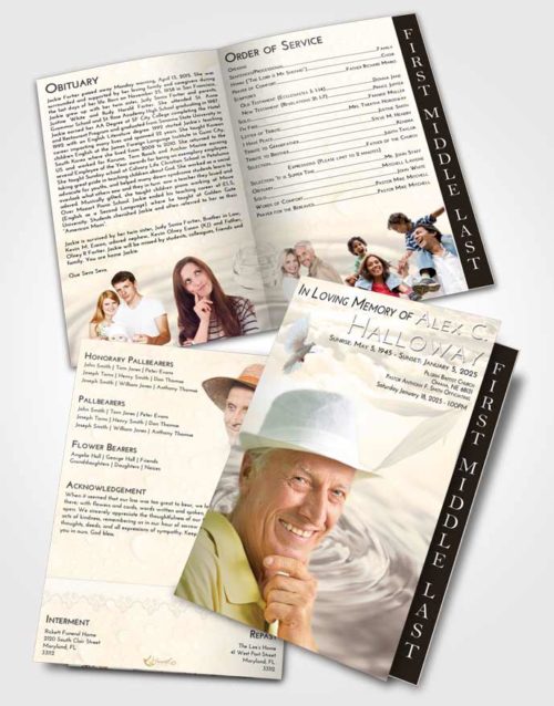 2 Page Graduated Step Fold Funeral Program Template Brochure Tranquil Water Droplet
