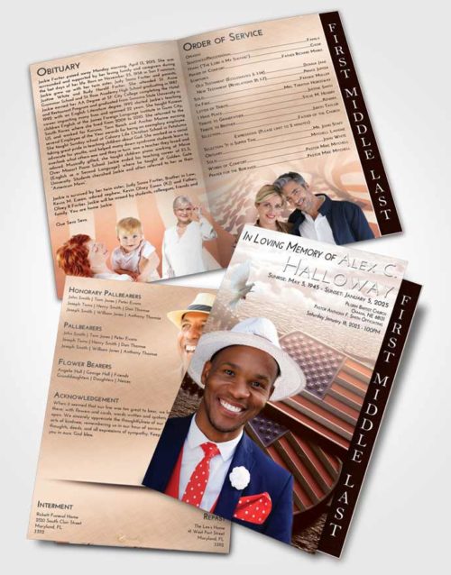 2 Page Graduated Step Fold Funeral Program Template Brochure Vintage Love American Memory