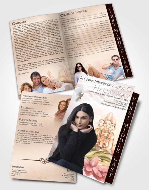2 Page Graduated Step Fold Funeral Program Template Brochure Vintage Love Brahma Surprise