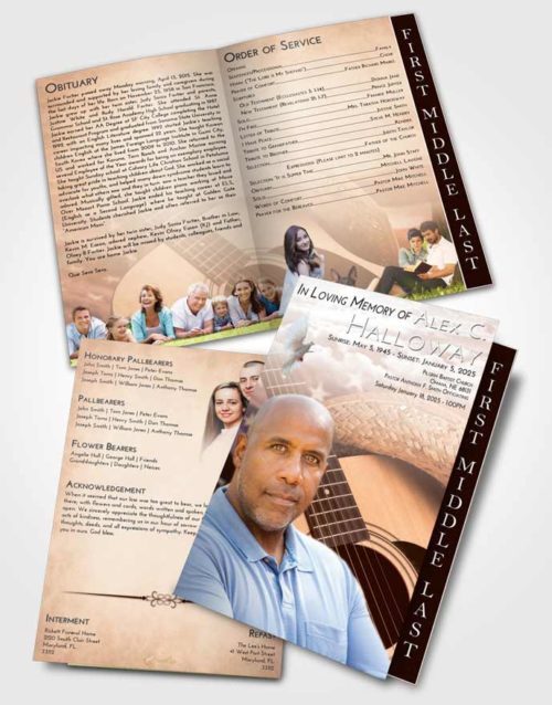 2 Page Graduated Step Fold Funeral Program Template Brochure Vintage Love Cowboy Heaven