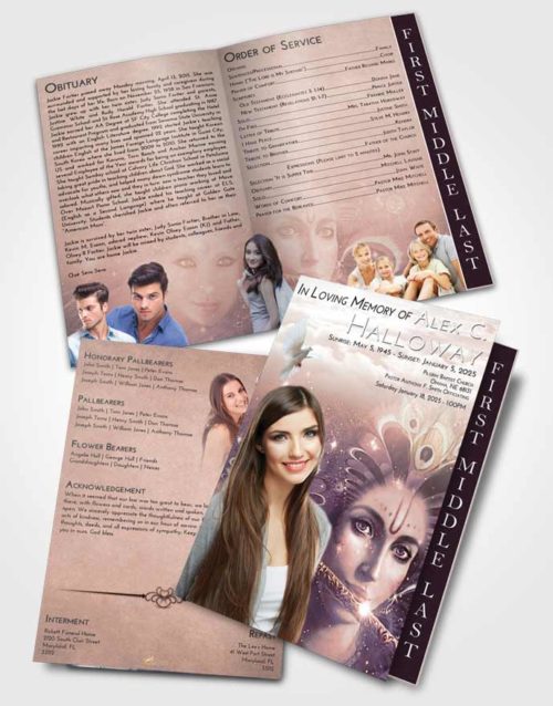 2 Page Graduated Step Fold Funeral Program Template Brochure Vintage Love Hindu Desire