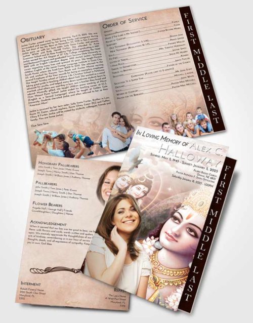 2 Page Graduated Step Fold Funeral Program Template Brochure Vintage Love Hindu Majesty