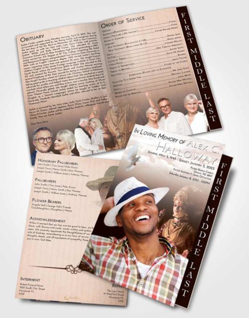 2 Page Graduated Step Fold Funeral Program Template Brochure Vintage Love Lakshmi Surprise