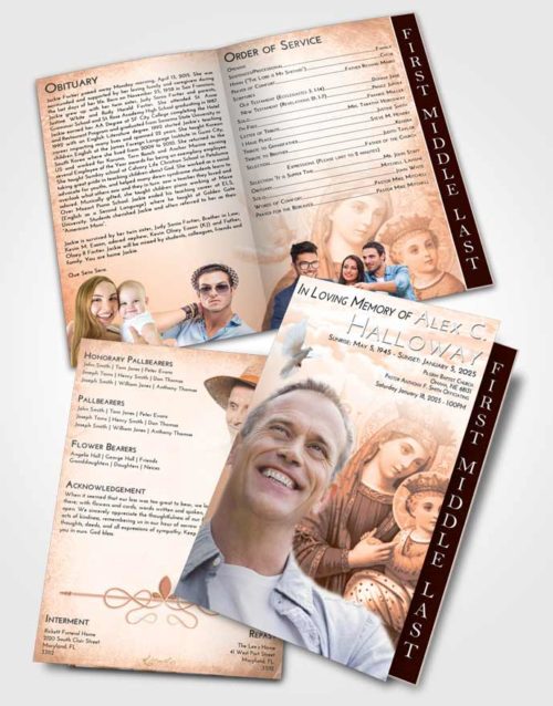 2 Page Graduated Step Fold Funeral Program Template Brochure Vintage Love Marys Love