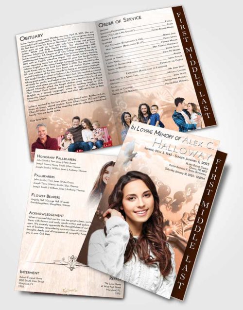 2 Page Graduated Step Fold Funeral Program Template Brochure Vintage Love Rosary Faith