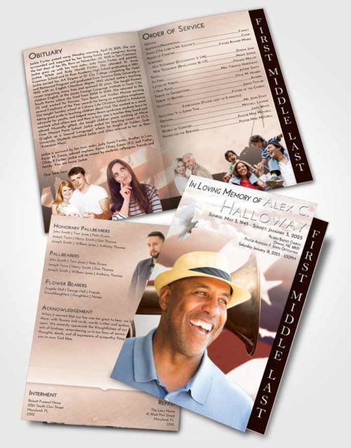 2 Page Graduated Step Fold Funeral Program Template Brochure Vintage Love Service Honor