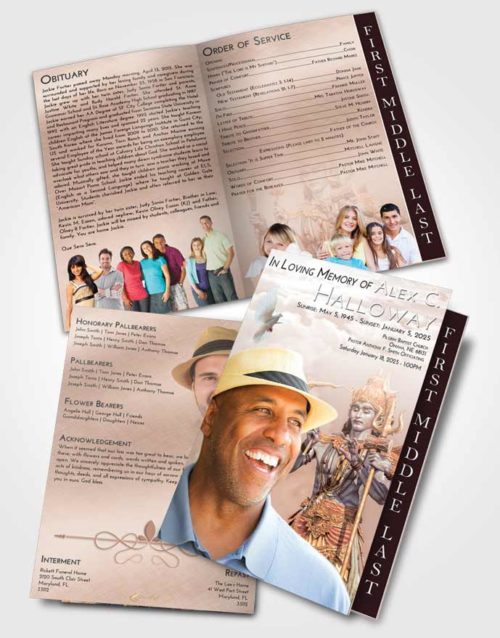 2 Page Graduated Step Fold Funeral Program Template Brochure Vintage Love Shiva Desire