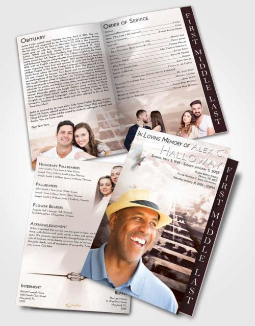 2 Page Graduated Step Fold Funeral Program Template Brochure Vintage Love Stairway for the Soul