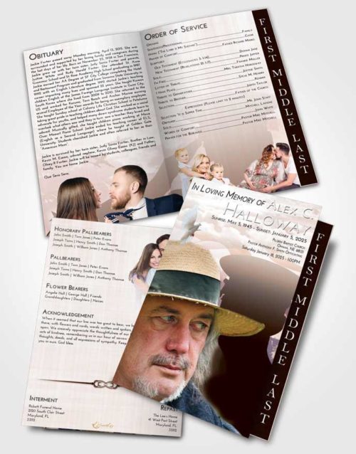 2 Page Graduated Step Fold Funeral Program Template Brochure Vintage Love Veterans Sacrifice