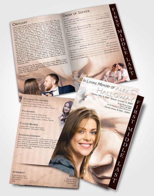 2 Page Graduated Step Fold Funeral Program Template Brochure Vintage Love Virgin Mary