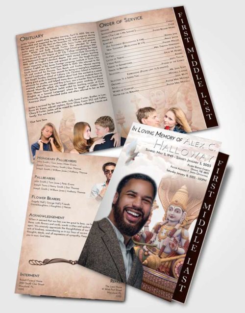 2 Page Graduated Step Fold Funeral Program Template Brochure Vintage Love Vishnu Desire