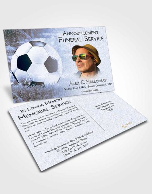 Funeral Announcement Card Template Splendid Soccer Dreams