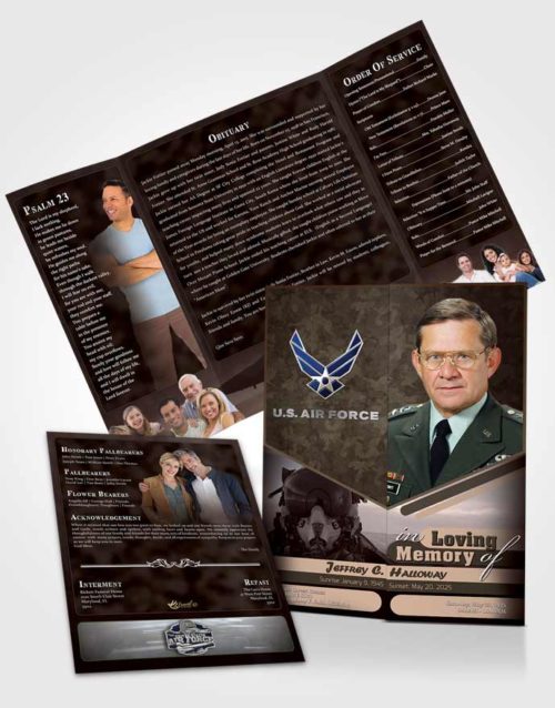 Obituary Funeral Template Gatefold Memorial Brochure 1st Air Force Airman Bliss