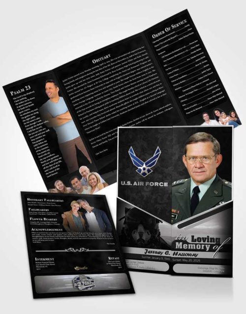 Obituary Funeral Template Gatefold Memorial Brochure 1st Air Force Airman Freedom