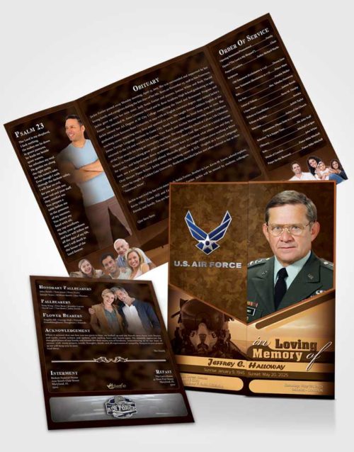Obituary Funeral Template Gatefold Memorial Brochure 1st Air Force Airman Love