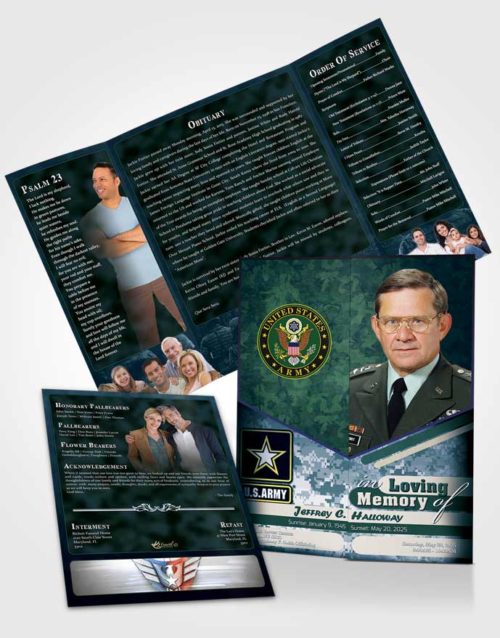 Obituary Funeral Template Gatefold Memorial Brochure 1st Army Soldier Desire