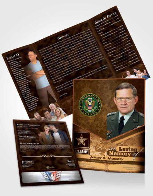 Obituary Funeral Template Gatefold Memorial Brochure 1st Army Soldier Love