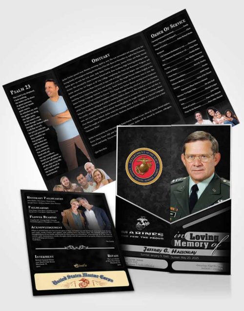 Obituary Funeral Template Gatefold Memorial Brochure 1st Marines The Few The Proud Freedom