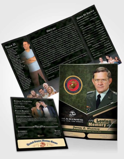 Obituary Funeral Template Gatefold Memorial Brochure 1st Marines The Few The Proud Serenity