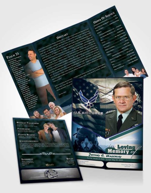 Obituary Funeral Template Gatefold Memorial Brochure 2nd Air Force Airman Desire