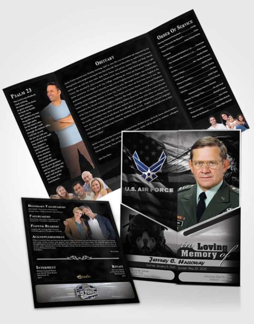 Obituary Funeral Template Gatefold Memorial Brochure 2nd Air Force Airman Freedom