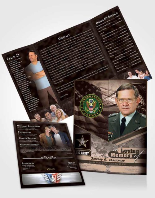 Obituary Funeral Template Gatefold Memorial Brochure 2nd Army Soldier Bliss