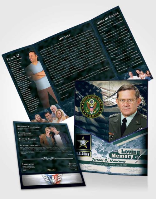 Obituary Funeral Template Gatefold Memorial Brochure 2nd Army Soldier Desire