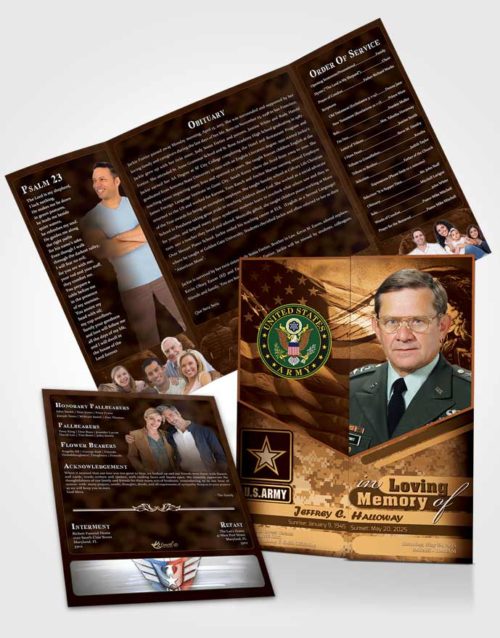 Obituary Funeral Template Gatefold Memorial Brochure 2nd Army Soldier Love