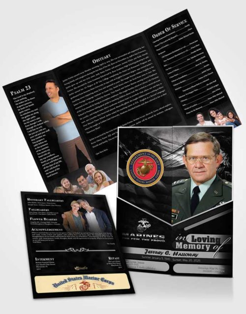 Obituary Funeral Template Gatefold Memorial Brochure 2nd Marines The Few The Proud Freedom