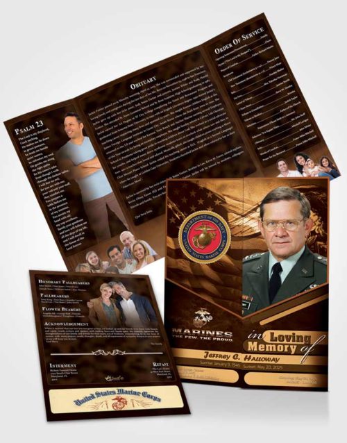 Obituary Funeral Template Gatefold Memorial Brochure 2nd Marines The Few The Proud Love
