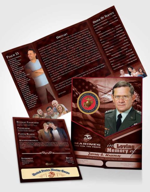 Obituary Funeral Template Gatefold Memorial Brochure 2nd Marines The Few The Proud Sunrise
