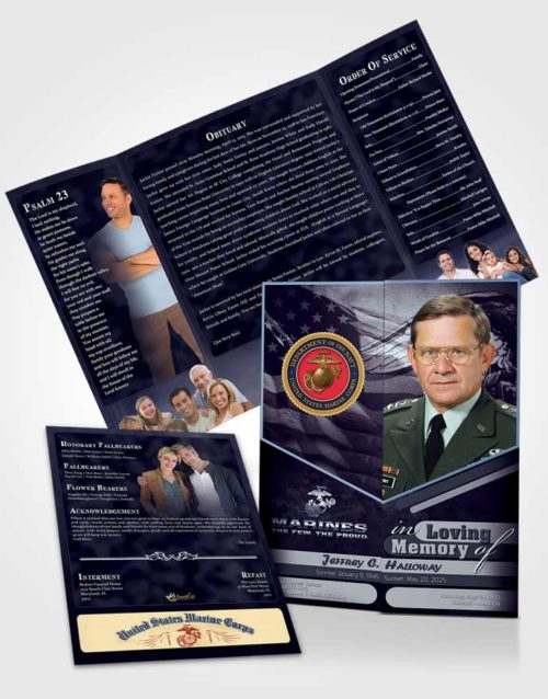 Obituary Funeral Template Gatefold Memorial Brochure 2nd Marines The Few The Proud Sunset