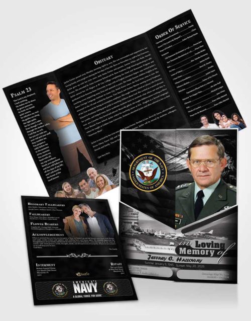 Obituary Funeral Template Gatefold Memorial Brochure 2nd Navy Sailor Freedom