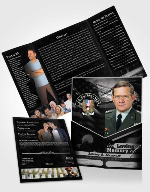 Obituary Funeral Template Gatefold Memorial Brochure 2nd Veterans Day Freedom