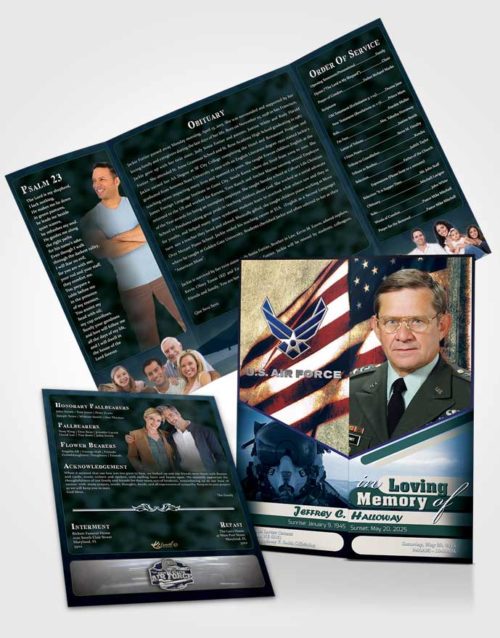 Obituary Funeral Template Gatefold Memorial Brochure 3rd Air Force Airman Desire