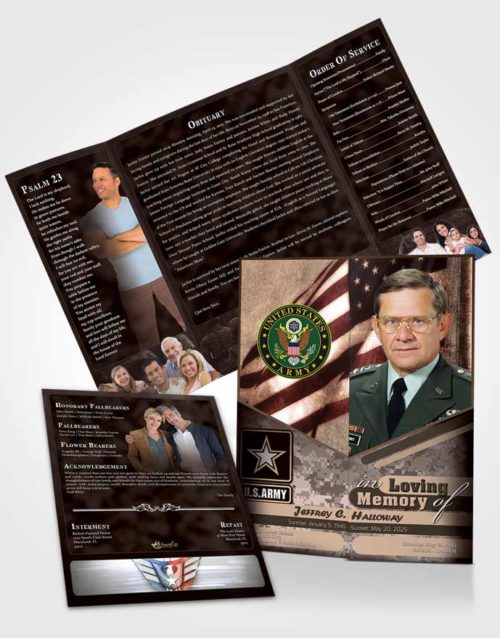 Obituary Funeral Template Gatefold Memorial Brochure 3rd Army Soldier Bliss