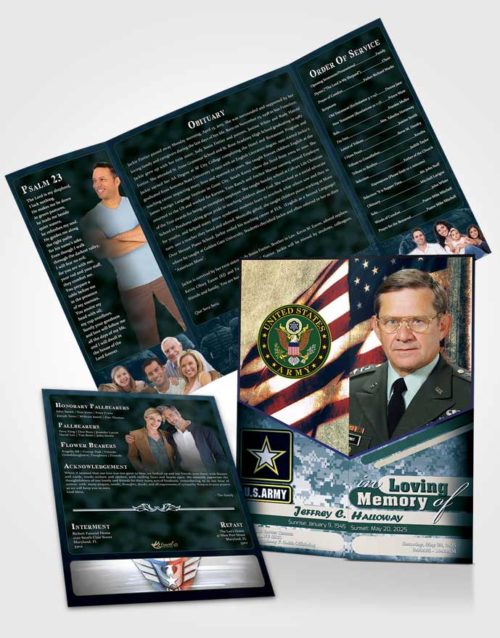 Obituary Funeral Template Gatefold Memorial Brochure 3rd Army Soldier Desire