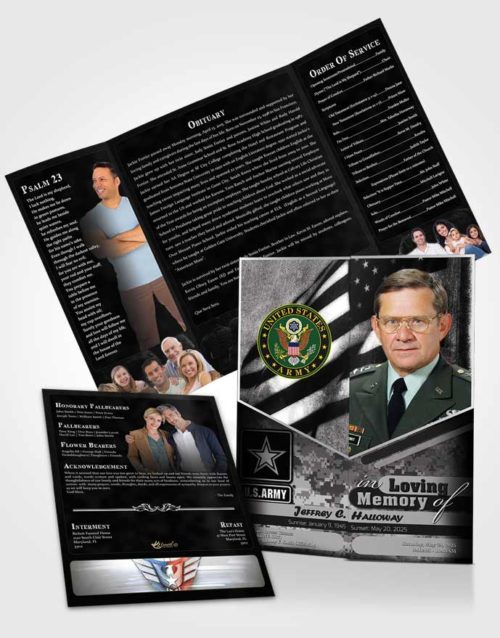 Obituary Funeral Template Gatefold Memorial Brochure 3rd Army Soldier Freedom