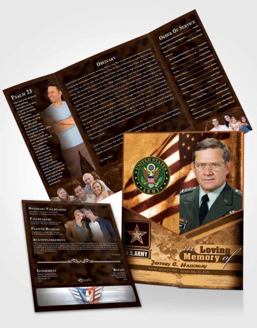 Obituary Funeral Template Gatefold Memorial Brochure 3rd Army Soldier Love