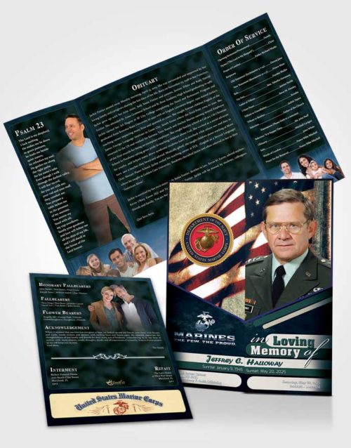 Obituary Funeral Template Gatefold Memorial Brochure 3rd Marines The Few The Proud Desire