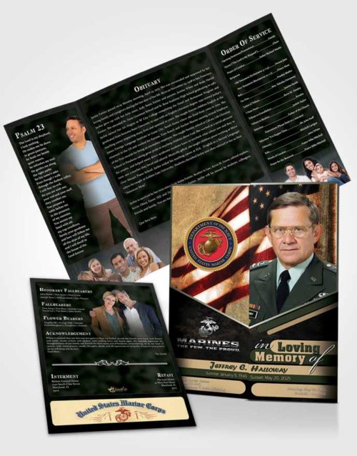 Obituary Funeral Template Gatefold Memorial Brochure 3rd Marines The Few The Proud Serenity