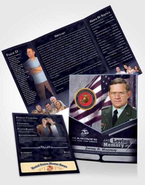 Obituary Funeral Template Gatefold Memorial Brochure 3rd Marines The Few The Proud Sunset